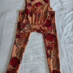 Like New! Fashion Nova Dragon Print Jumpsuit - Red and Orange
